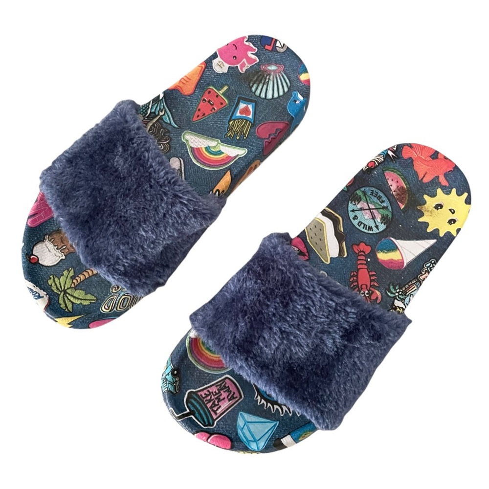 Iscream Faux Fur Slide Slipper Shoes Youth/Adult